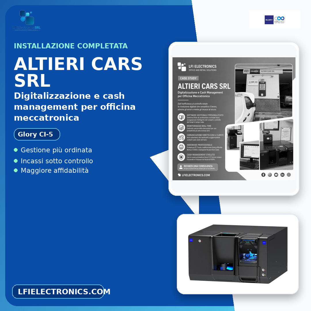 Installazione Glory CI-5 per officina meccatronica a Nola - LFI Electronics
