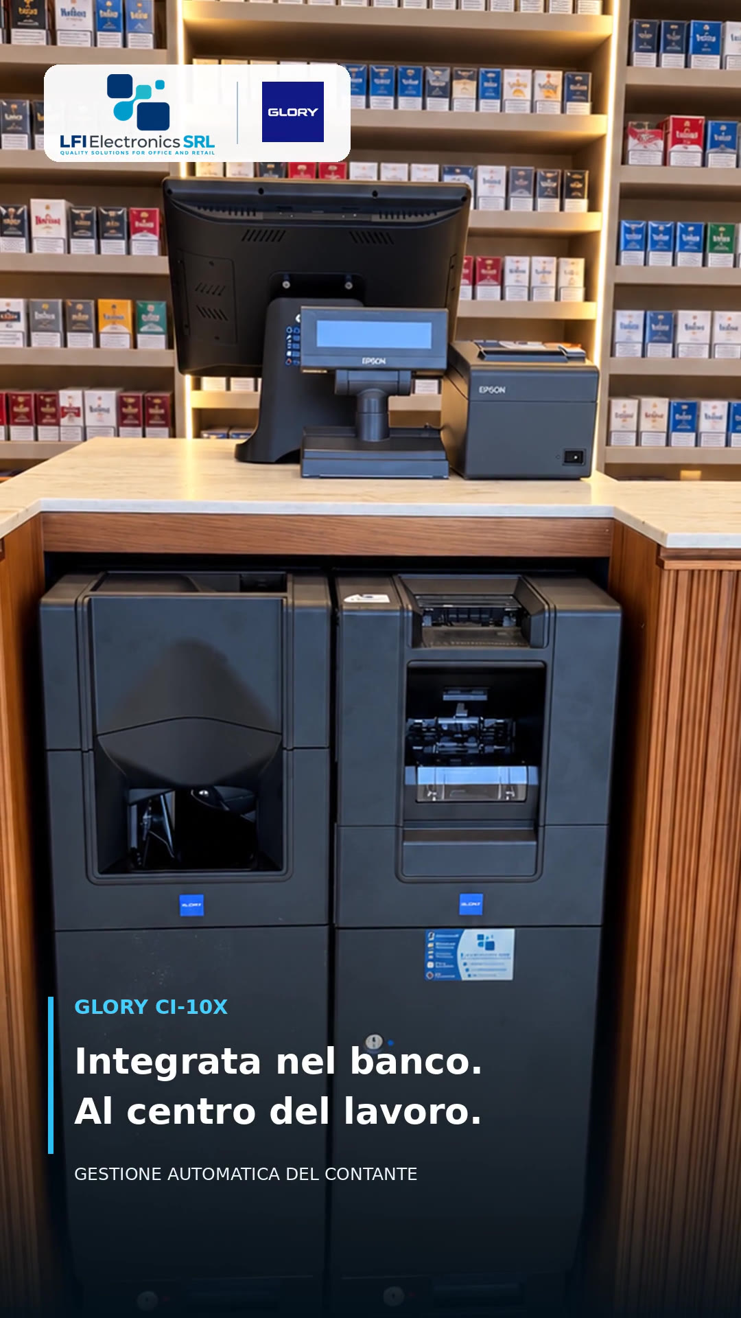 Totò Granata: casse automatiche Glory a Gricignano di Aversa 2 Postazione bar e tabacchi con Glory CI-10X presso Totò Granata